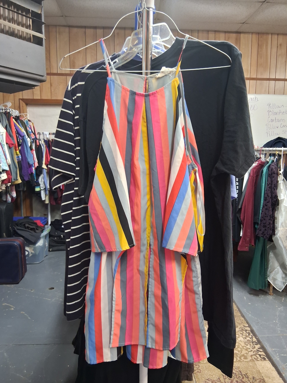 entro Multicolor Striped Sundress in Pink, Blue, Yellow and Coral